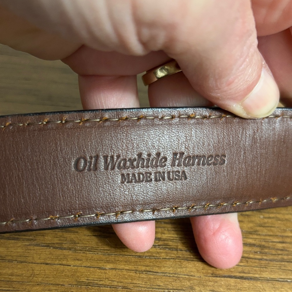 Johnston & Murphy Brown Leather Belt with Silver Buckle - Picture 4 of 5